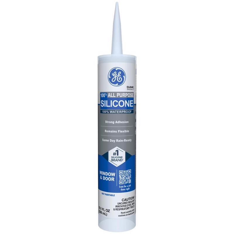 GE Window & Door Clear Silicone 1 Window and Door Caulk Sealant 10.1 oz - Case of 12