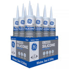 GE Window & Door Clear Silicone 1 Window and Door Caulk Sealant 10.1 oz - Case of 12