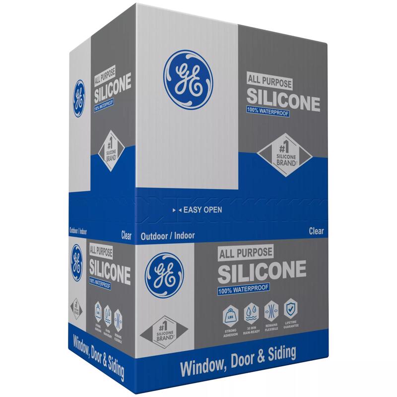 GE Window & Door Clear Silicone 1 Window and Door Caulk Sealant 10.1 oz - Case of 12