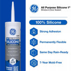 GE Window & Door Clear Silicone 1 Window and Door Caulk Sealant 10.1 oz - Case of 12