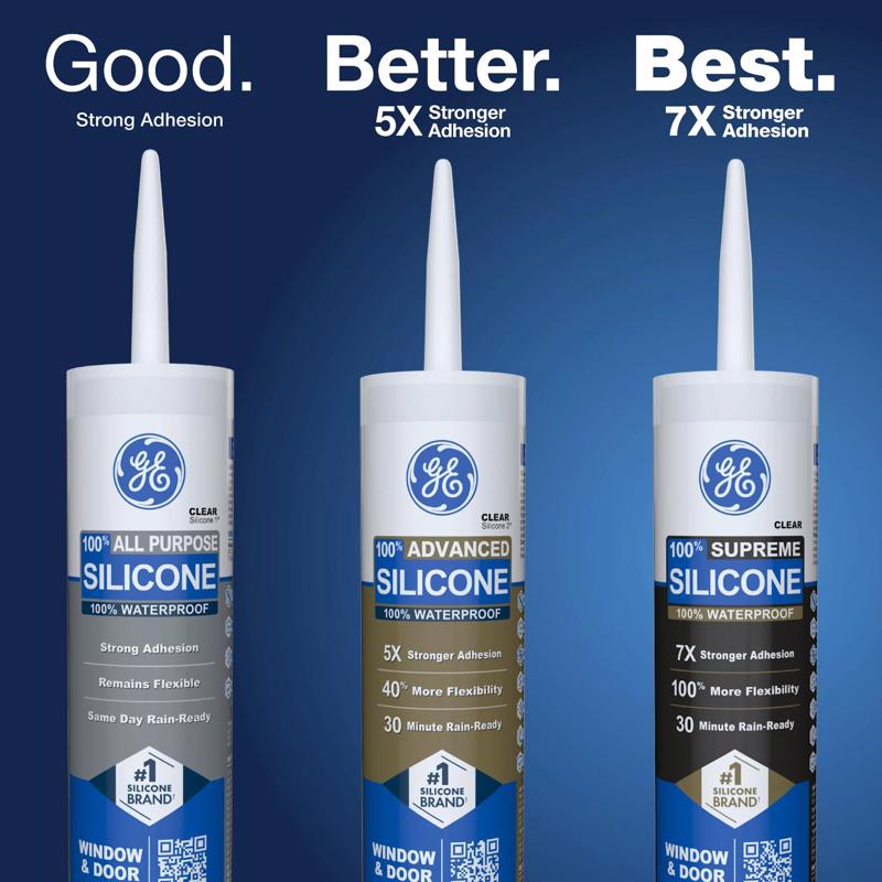 GE Window & Door Clear Silicone 1 Window and Door Caulk Sealant 10.1 oz - Case of 12