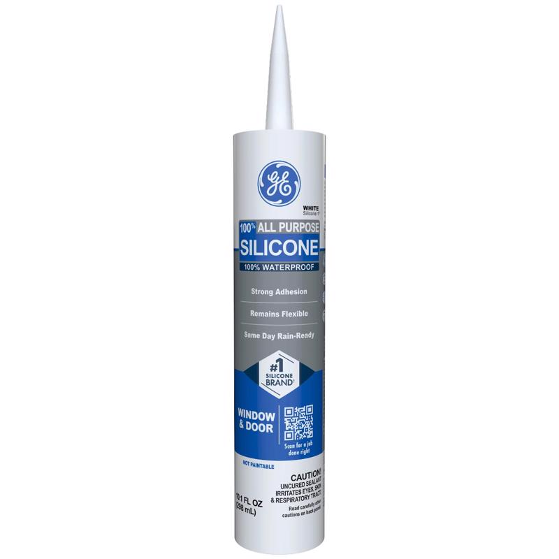 GE Window & Door White Silicone 1 Window and Door Caulk Sealant 10.1 oz - Case of 12
