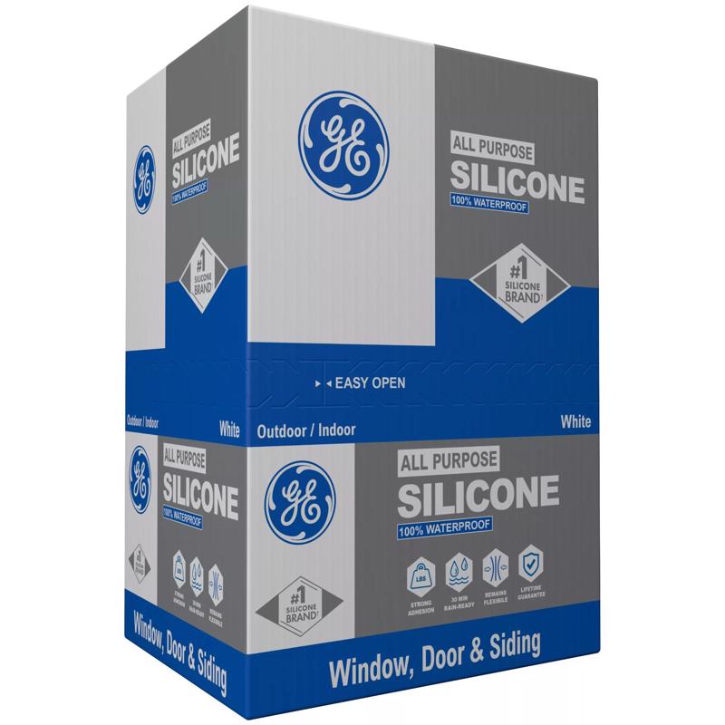 GE Window & Door White Silicone 1 Window and Door Caulk Sealant 10.1 oz - Case of 12
