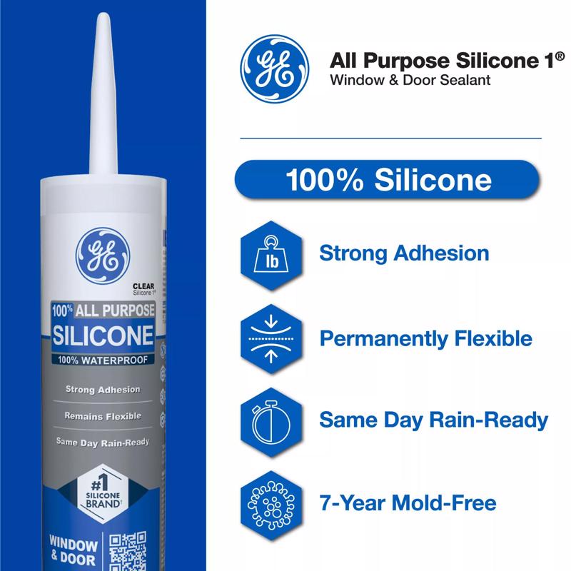 GE Window & Door White Silicone 1 Window and Door Caulk Sealant 10.1 oz - Case of 12