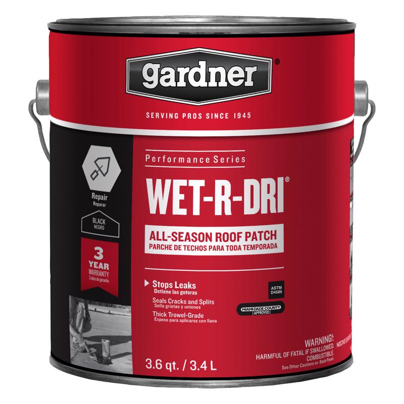 Gardner WET-R_DRI Gloss Black Patching Cement All-Weather Roof Cement 3.6 qt. cap. - Case of 6