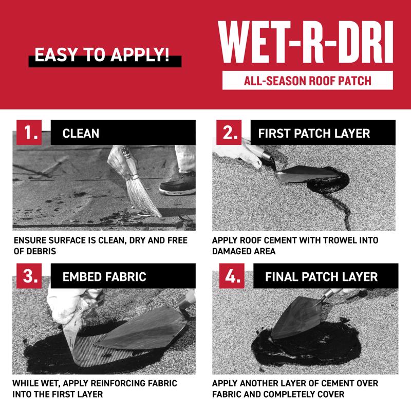 Gardner WET-R_DRI Gloss Black Patching Cement All-Weather Roof Cement 3.6 qt. cap. - Case of 6