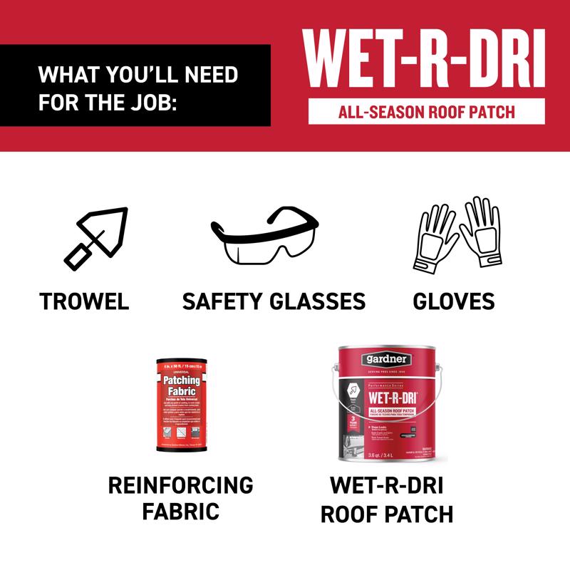Gardner WET-R_DRI Gloss Black Patching Cement All-Weather Roof Cement 3.6 qt. cap. - Case of 6