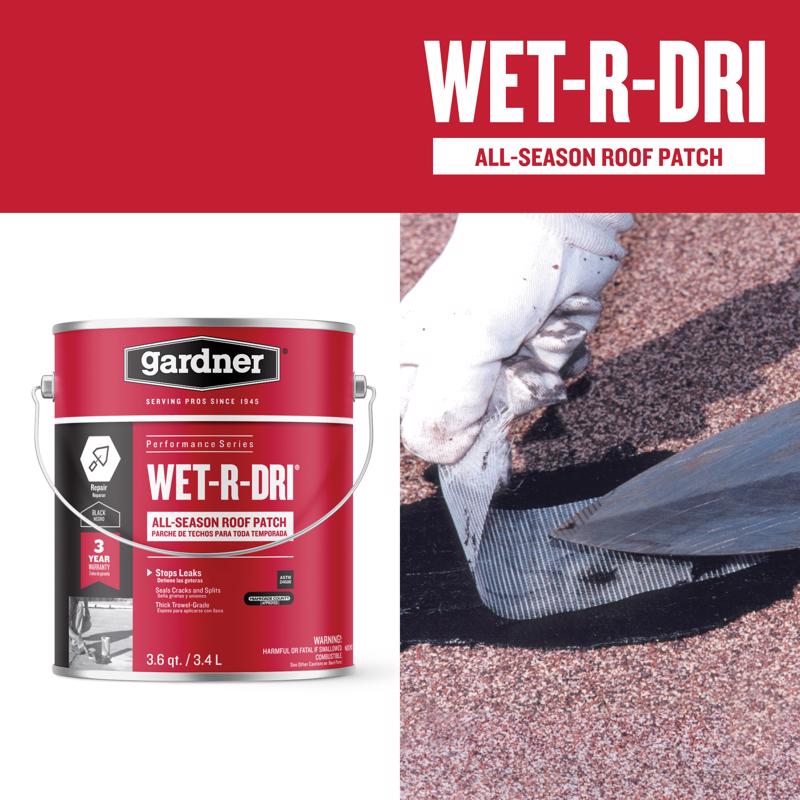 Gardner WET-R_DRI Gloss Black Patching Cement All-Weather Roof Cement 3.6 qt. cap. - Case of 6