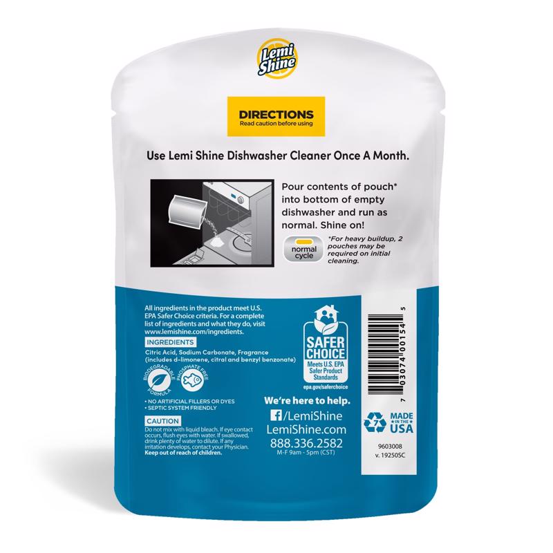 Lemi Shine Lemon Scent Powder Dishwasher/Disposal Cleaner 1.76 oz 1 pk - Case of 10