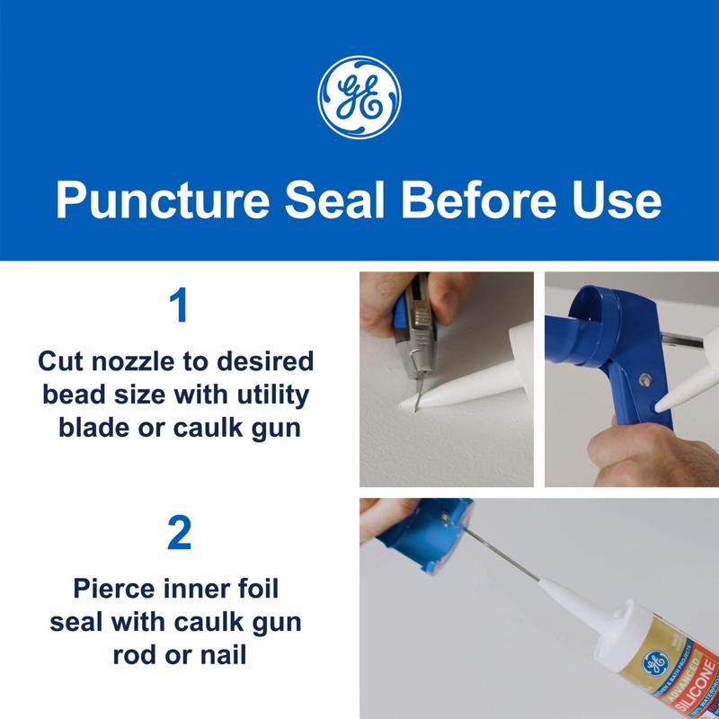 GE Advanced Clear Silicone 2 Kitchen and Bath Caulk Sealant 2.8 oz - Case of 12