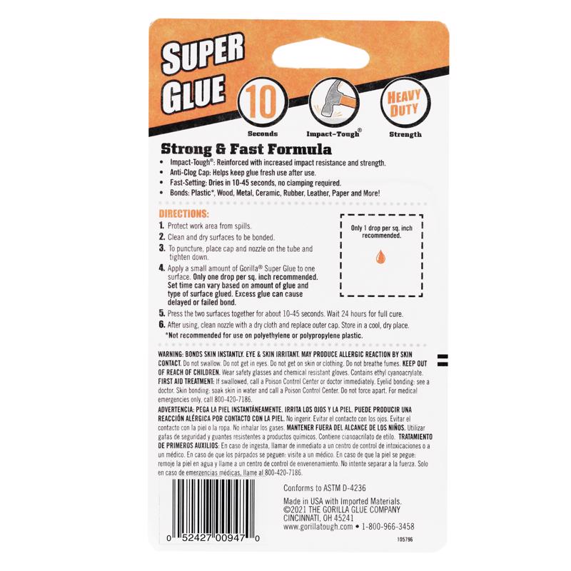 Gorilla High Strength Super Glue 0.11 oz - Case of 10