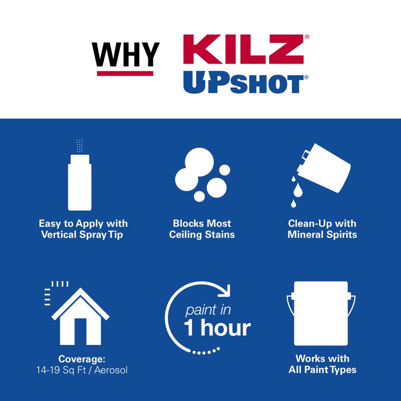 KILZ Up Shot White Flat Oil-Based Aerosol Primer/Sealer 10 oz - Case of 12