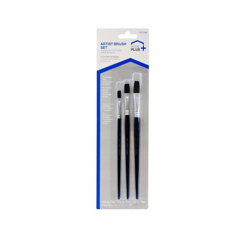 Home Plus Assorted Flat Artist Paint Brush Set - Case of 12