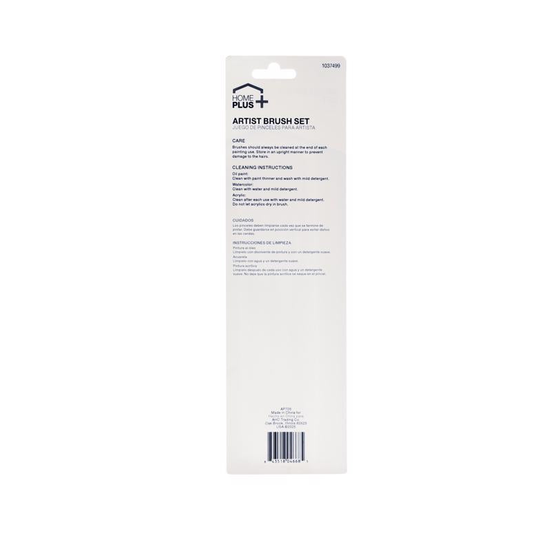 Home Plus Assorted Flat Artist Paint Brush Set - Case of 12