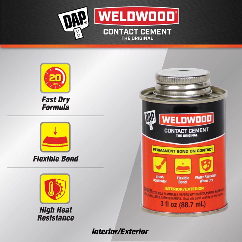 DAP Weldwood High Strength Rubber Tan Contact Cement 3 oz - Case of 12