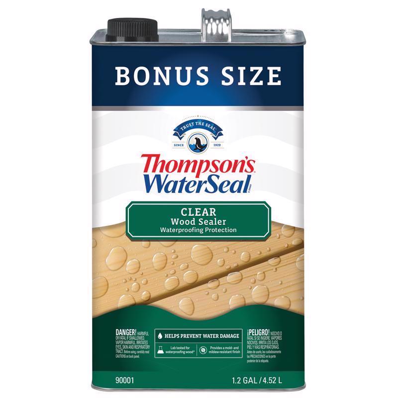 Thompson's WaterSeal Clear Wood Sealer Clear Fully-Transparent Oil-Based Wood Sealant 1.2 gal - Case of 4