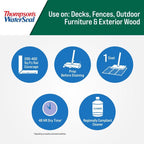 Thompson's WaterSeal Clear Wood Sealer Clear Fully-Transparent Oil-Based Wood Sealant 1.2 gal - Case of 4