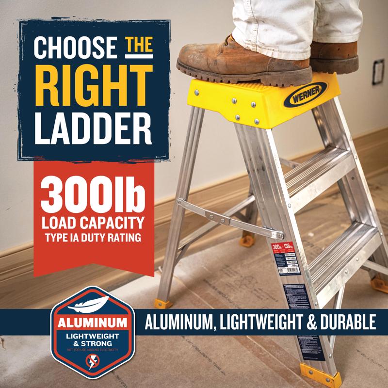 Werner 2 ft. H Aluminum Step Ladder Type IA 300 lb. cap.