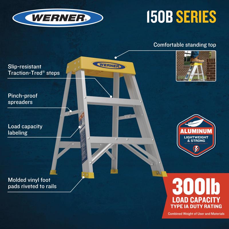 Werner 2 ft. H Aluminum Step Ladder Type IA 300 lb. cap.