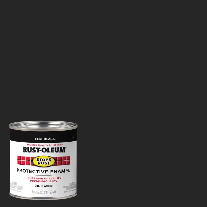 Rust-Oleum Stops Rust Indoor and Outdoor Flat Black Oil-Based Enamel Protective Paint 0.5 pt - Case of 6