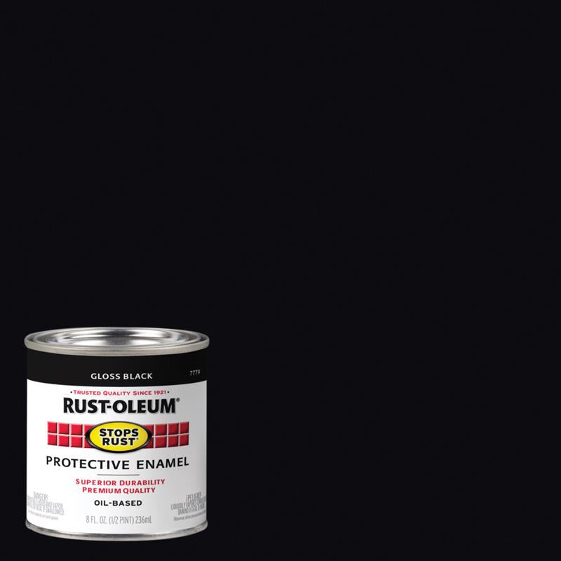 Rust-Oleum Stops Rust Indoor and Outdoor Gloss Black Oil-Based Protective Paint 0.5 pt - Case of 6