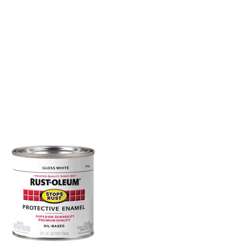 Rust-Oleum Stops Rust Indoor and Outdoor Gloss White Oil-Based Enamel Protective Paint 0.5 pt - Case of 6