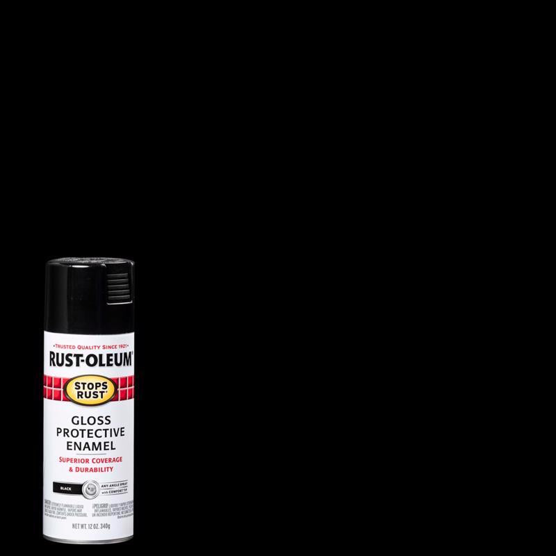 Rust-Oleum Stops Rust Gloss Black Spray Paint 12 oz - Case of 6