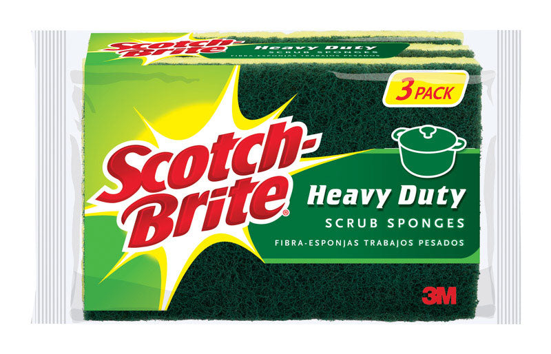 Scotch-Brite Heavy Duty Sponge For Pots and Pans 4.5 in. L 3 pk - Case of 8