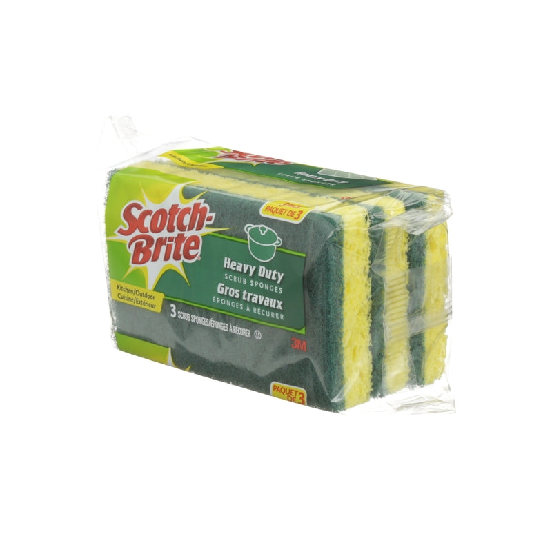 Scotch-Brite Heavy Duty Sponge For Pots and Pans 4.5 in. L 3 pk - Case of 8