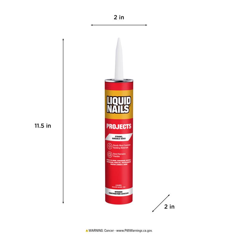 Liquid Nails Interior Projects Synthetic Rubber Construction Adhesive 10 oz - Case of 12