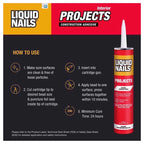 Liquid Nails Interior Projects Synthetic Rubber Construction Adhesive 10 oz - Case of 12