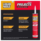 Liquid Nails Interior Projects Synthetic Rubber Construction Adhesive 10 oz - Case of 12