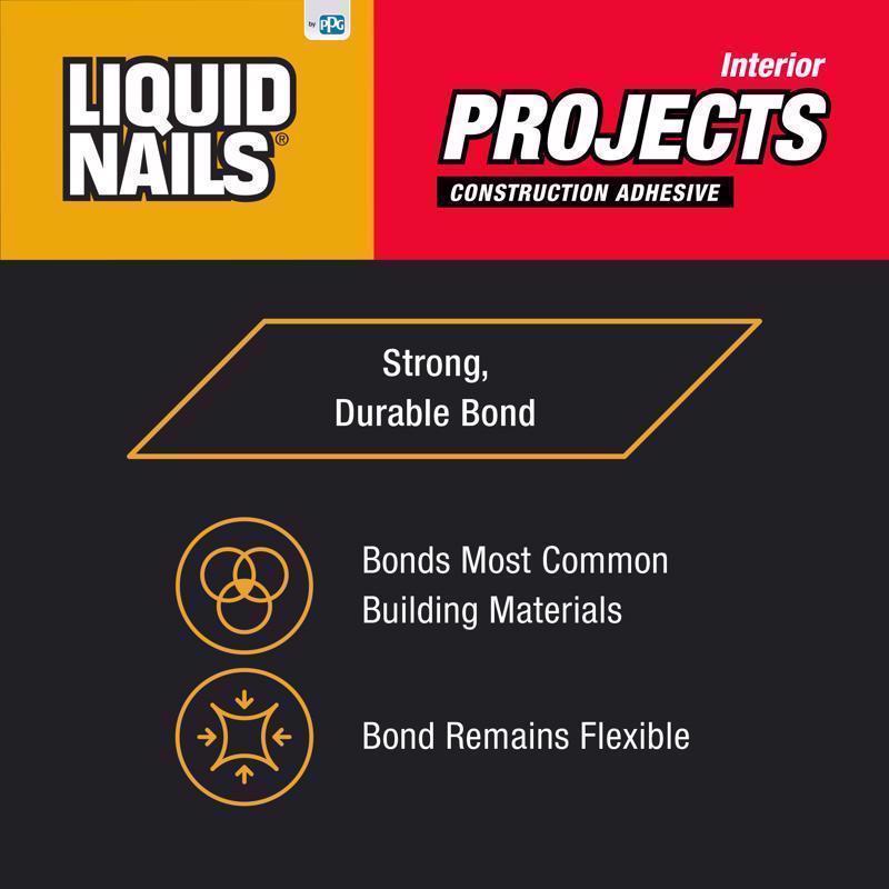 Liquid Nails Interior Projects Synthetic Rubber Construction Adhesive 10 oz - Case of 12