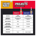 Liquid Nails Interior Projects Synthetic Rubber Construction Adhesive 10 oz - Case of 12