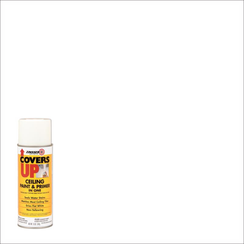 Zinsser Covers Up White Flat Solvent-Based Acrylic Ceiling Paint and Spray Primer 13 oz - Case of 6