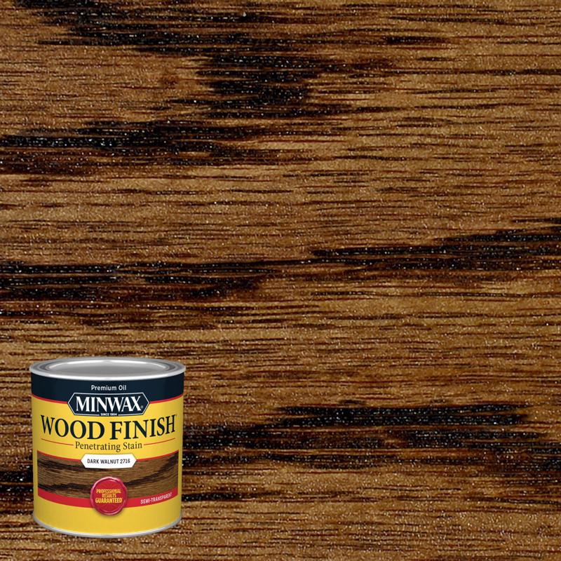 Minwax Wood Finish Semi-Transparent Dark Walnut Oil-Based Penetrating Wood Stain 1/2 pt - Case of 4
