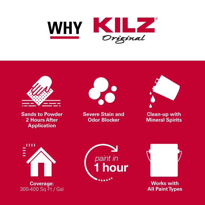 KILZ Original White Flat Oil-Based Aerosol Primer/Sealer 13 oz - Case of 12