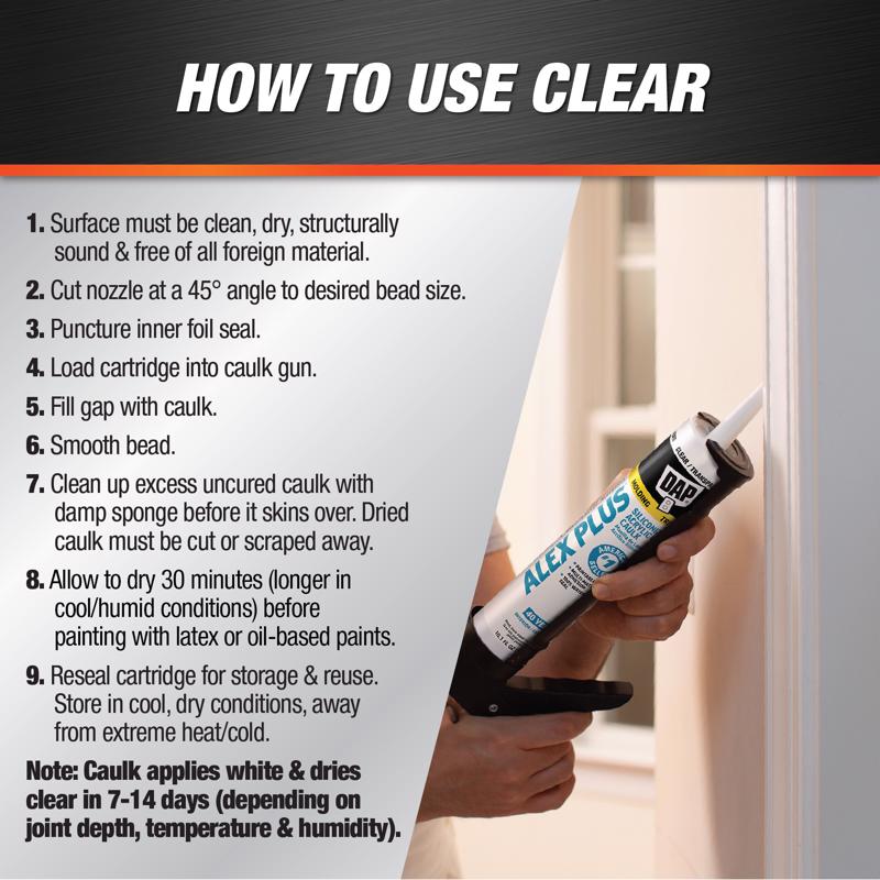 DAP Alex Plus Clear Acrylic Latex All Purpose Caulk 10.1 oz - Case of 12