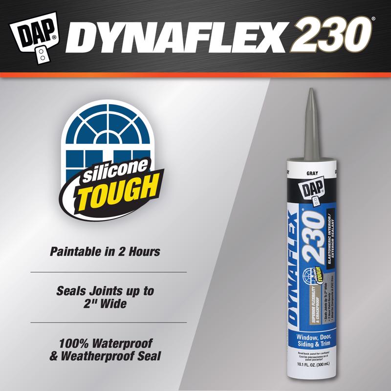 DAP Dynaflex 230 Gray Premium Latex Door/Siding/ Window Sealant 10.1 oz - Case of 12