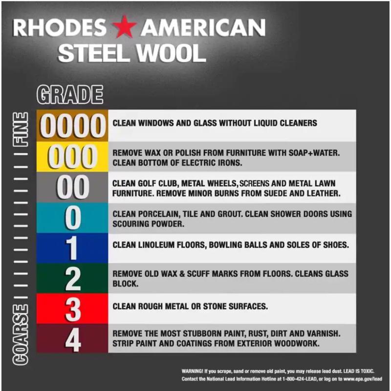 Rhodes American 000 Grade Extra Fine Steel Wool Pad 12 pk - Case of 6
