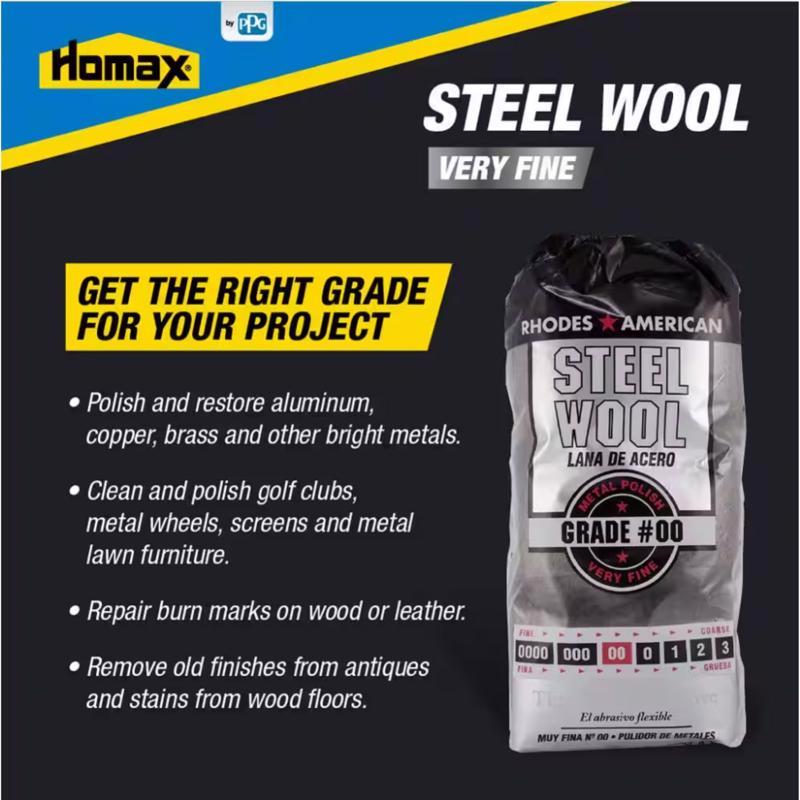 Rhodes American 00 Grade Very Fine Steel Wool Pad 12 pk - Case of 6