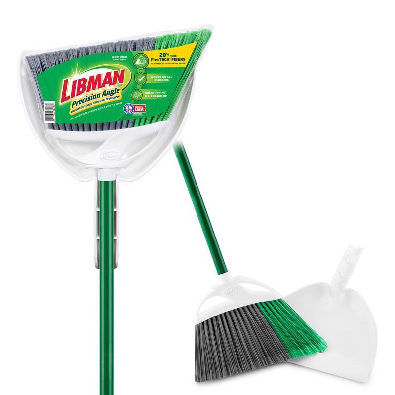Libman Precision Angle 11 in. W Stiff Recycled Plastic Broom with Dustpan