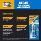 Liquid Nails Clear Small Projects High Strength Silicone Clear Adhesive 2.5 oz - Case of 6