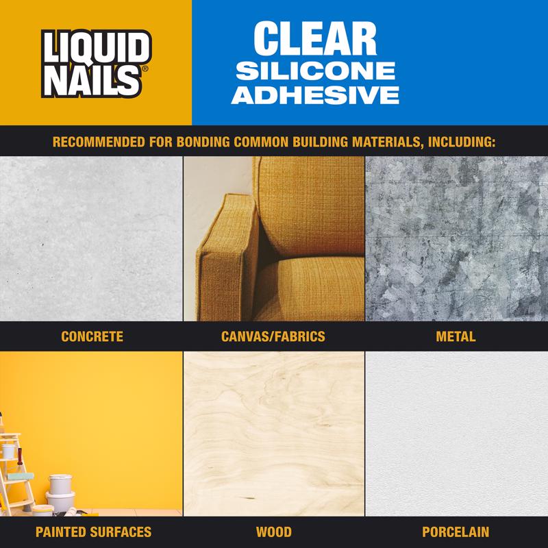 Liquid Nails Clear Small Projects High Strength Silicone Clear Adhesive 2.5 oz - Case of 6