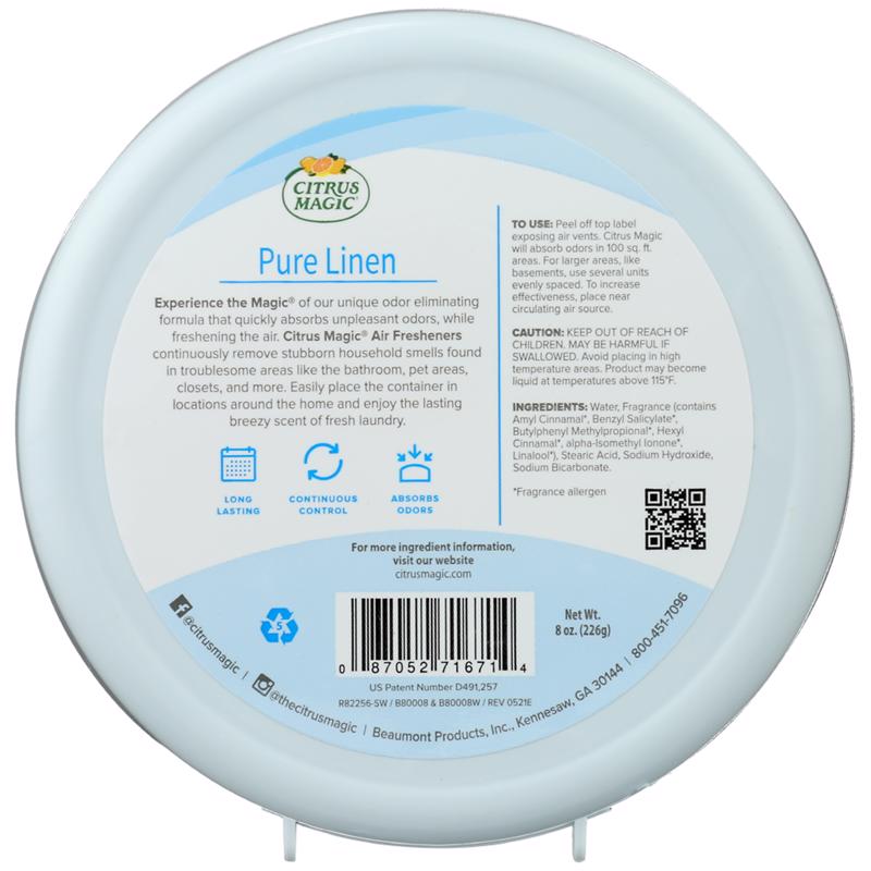 Citrus Magic Pure Linen Scent Air Freshener 8 oz Solid - Case of 6