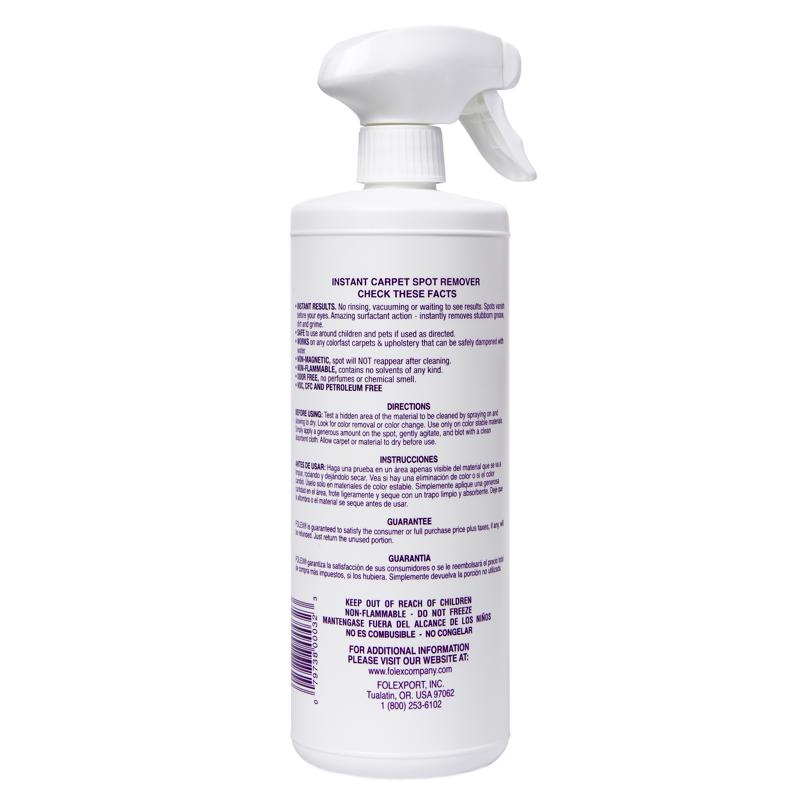 Folex No Scent Instant Carpet Spot Remover 32 oz Liquid - Case of 12
