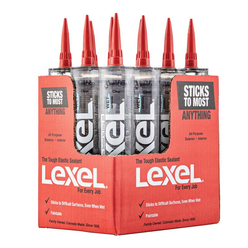 Sashco Lexel Clear Synthetic Rubber All Purpose Caulk 10.5 oz - Case of 12