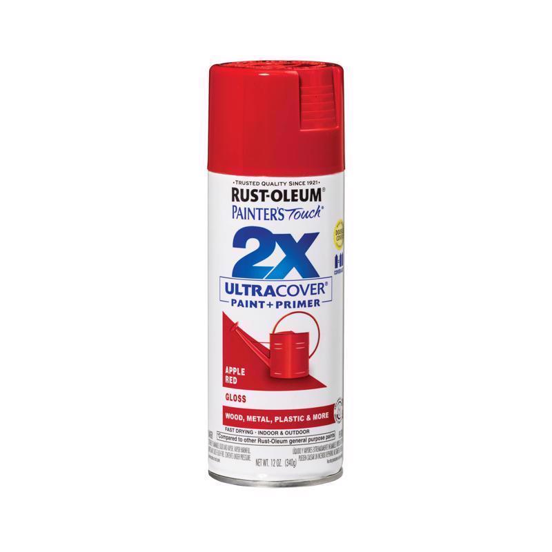Rust-Oleum Painter's Touch 2X Ultra Cover Gloss Apple Red Paint+Primer Spray Paint 12 oz - Case of 6