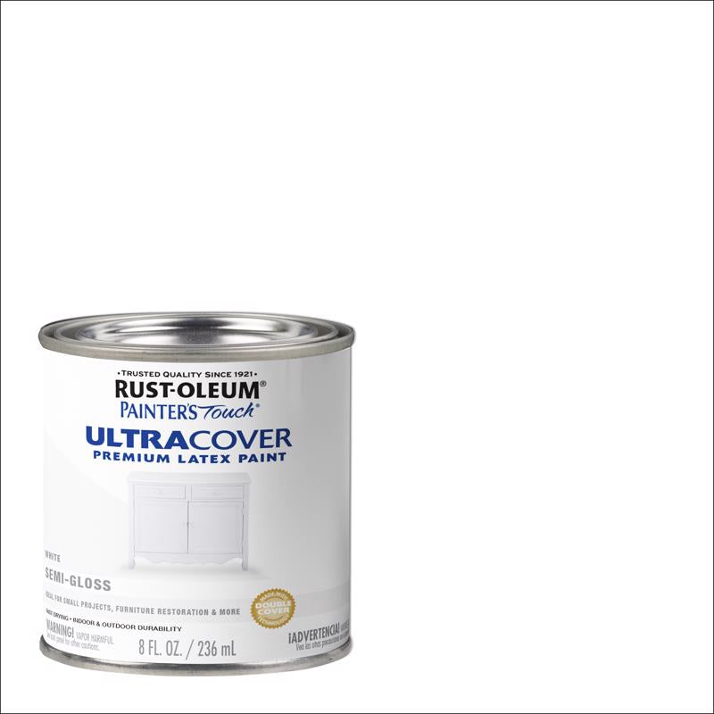 Rust-Oleum Painters Touch Semi-Gloss White Water-Based Ultra Cover Paint Exterior and Interior 0.5 p - Case of 6