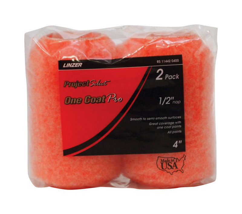 Linzer Project Select One Coat Pro Polyester 4 in. W X 1/2 in. Regular Paint Roller Cover 2 pk - Case of 12